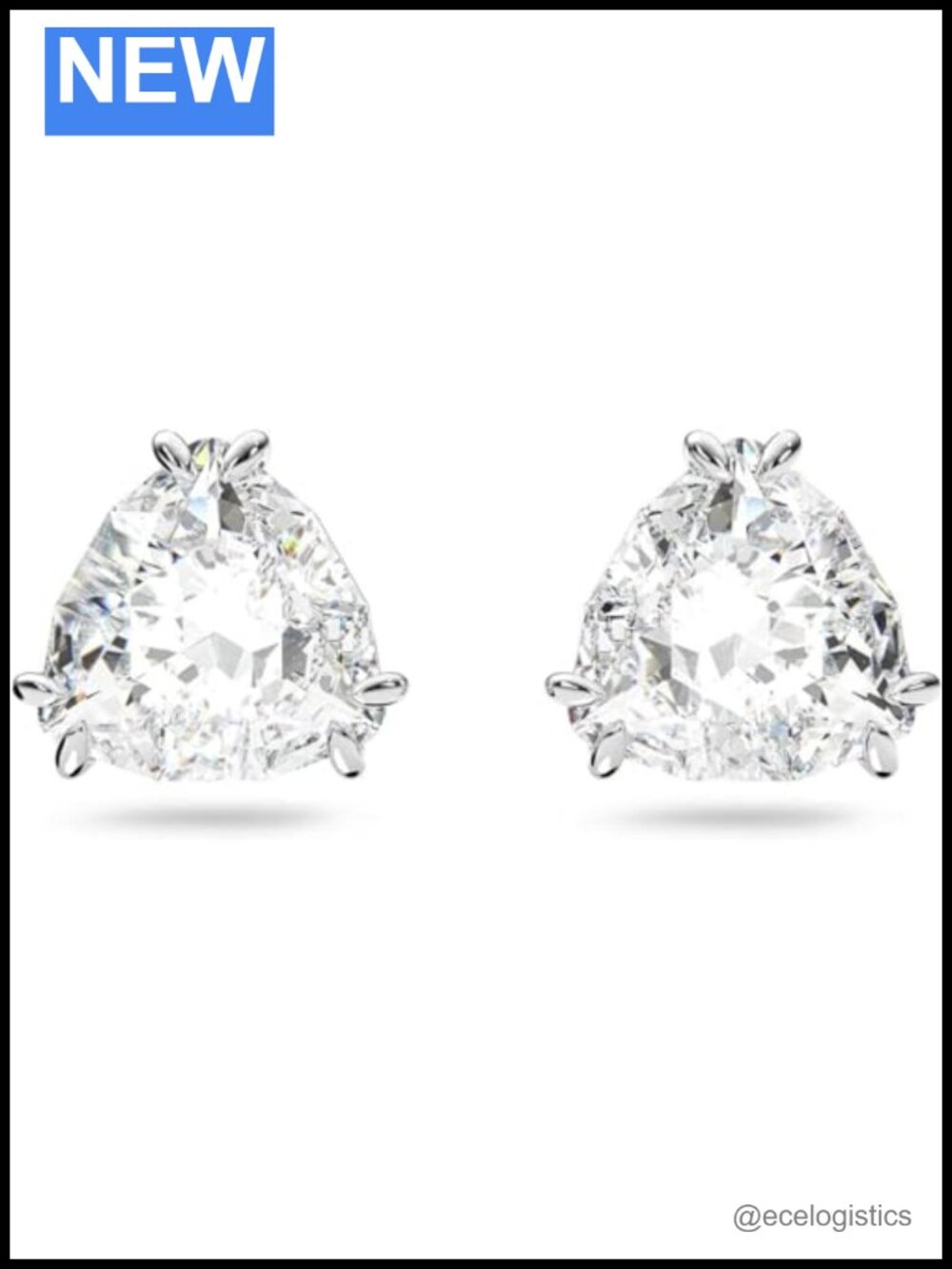 Swarovski Millenia Trilliant Cut Crystal Stud Earrings Rhodium Finish